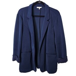 Skies Are Blue Navy Blazer Jacket Plus Size 1X‎ Open Front Long Sleeve Knit